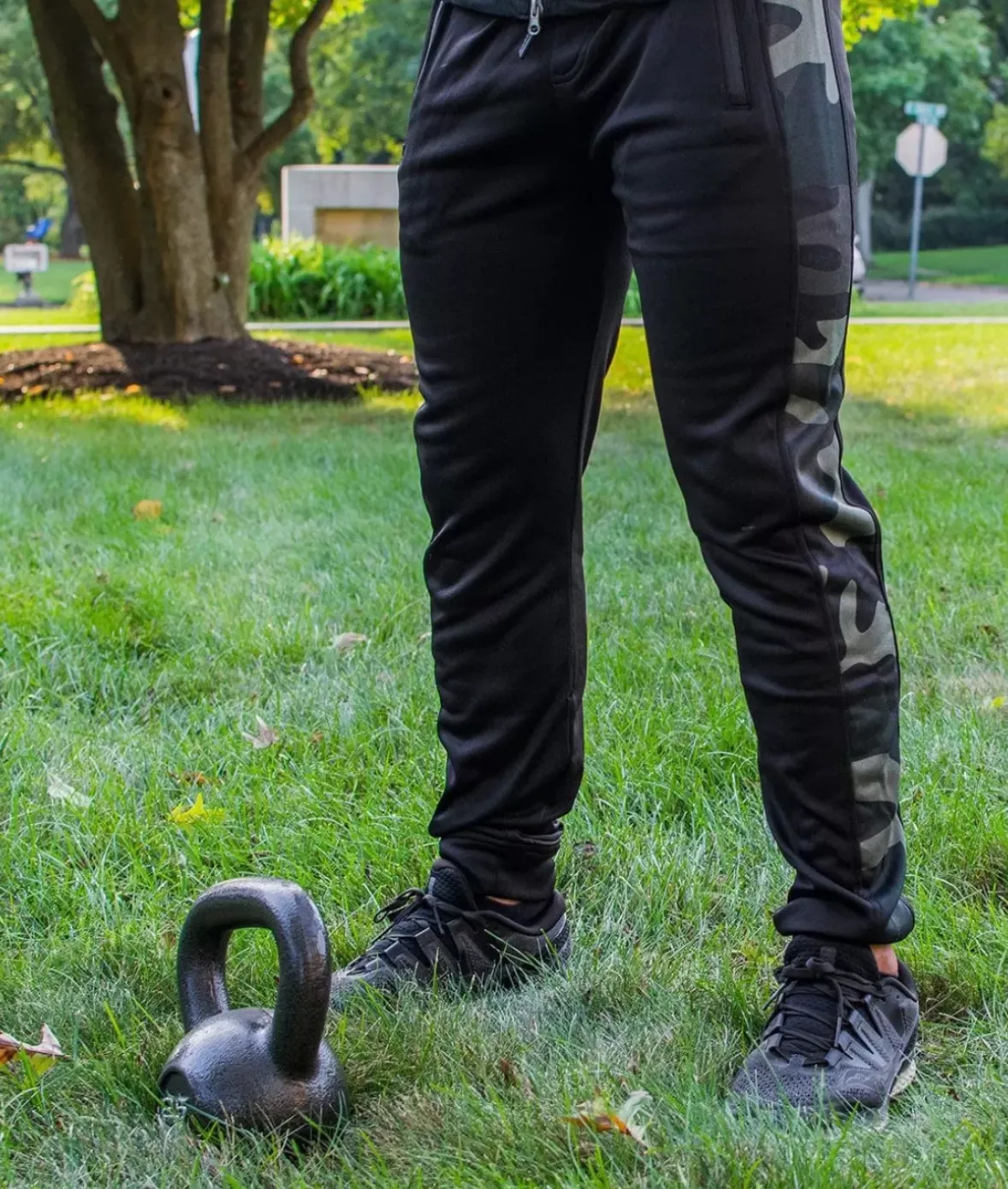 Nayked Apparel Workout Wear>Men'S Camo Panel Midweight Tech Fleece Active Jogger/Discontinued Army Camo