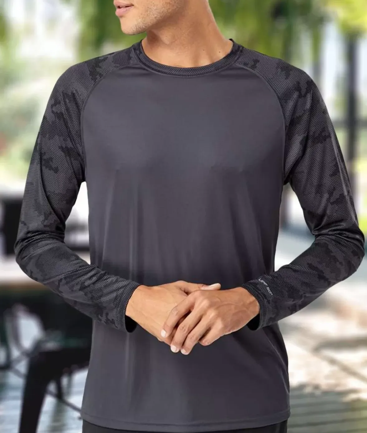 Nayked Apparel Shirts>Men'S Cayman Performance Upf Camo Colorblock Long Sleeve T-Shirt