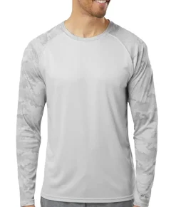 Nayked Apparel T-Shirts>Men'S Cayman Performance Upf Camo Colorblock Long Sleeve T-Shirt