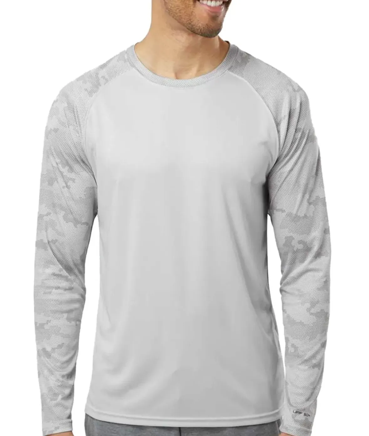 Nayked Apparel T-Shirts>Men'S Cayman Performance Upf Camo Colorblock Long Sleeve T-Shirt