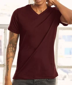 Nayked Apparel T-Shirts>Men'S Classic Soft Heathered Short Sleeve V-Neck T-Shirt