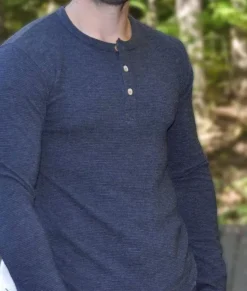 Nayked Apparel Shirts>Men'S Long Sleeve Ottoman Rib Knit Henley Shirt/Discontinued