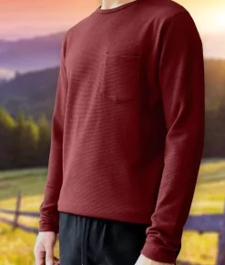 Nayked Apparel Shirts>Men'S Long Sleeve Ottoman Rib Knit Textured Fabric Tee/Discontinued