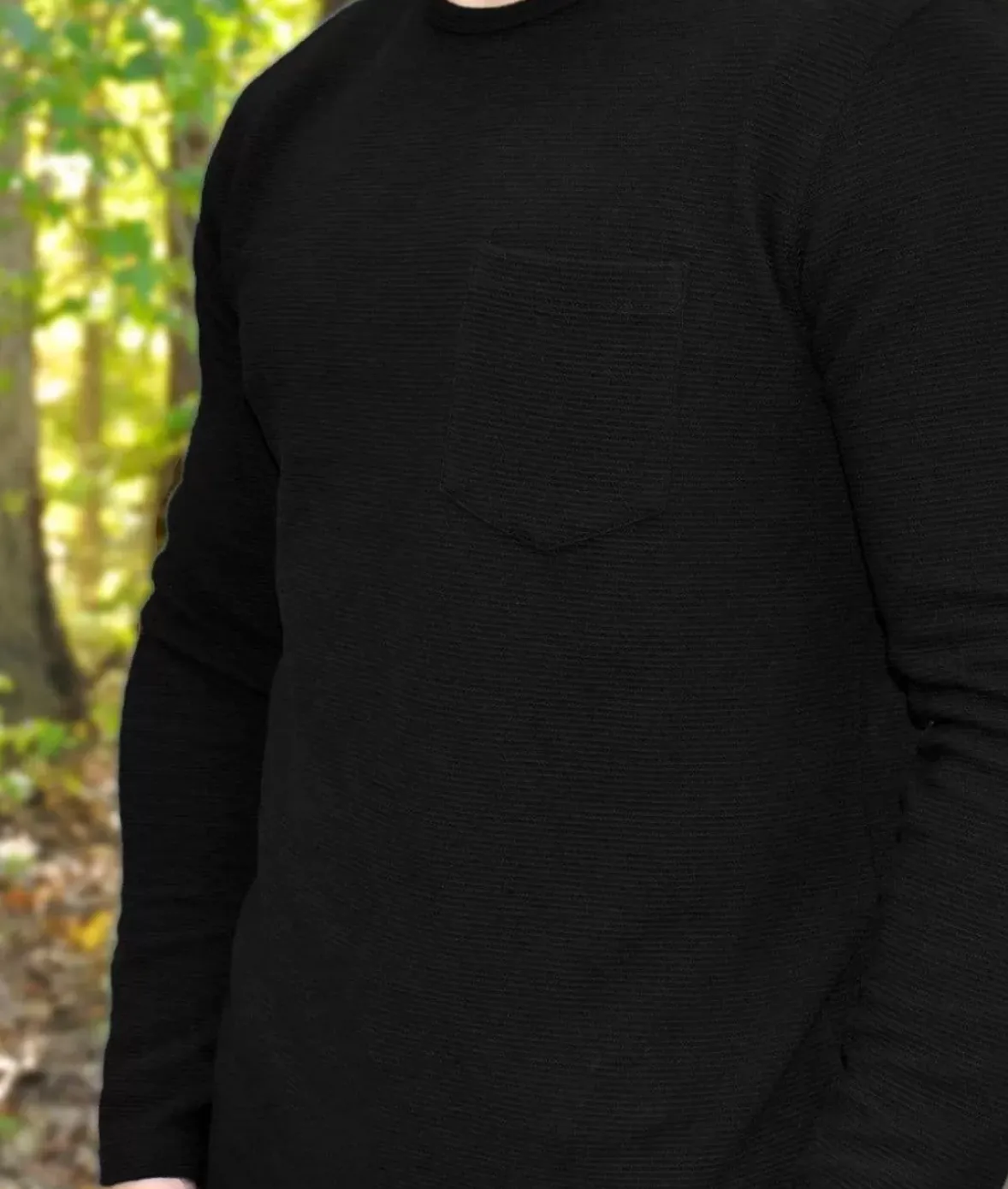 Nayked Apparel Shirts>Men'S Long Sleeve Ottoman Rib Knit Textured Fabric Tee/Discontinued