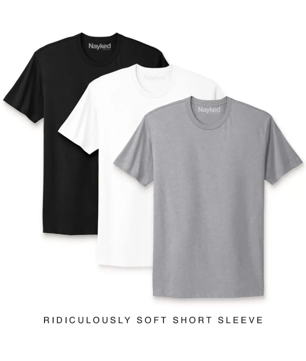 Nayked Apparel T-Shirt Packs>Men'S 3Pk Ridiculously Soft Short Sleeve Crew Neck 100% Cotton T-Shirt Favorites