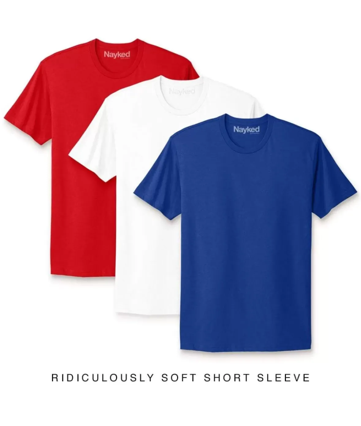 Nayked Apparel T-Shirt Packs>Men'S 3Pk Ridiculously Soft Short Sleeve Crew Neck 100% Cotton T-Shirt Favorites