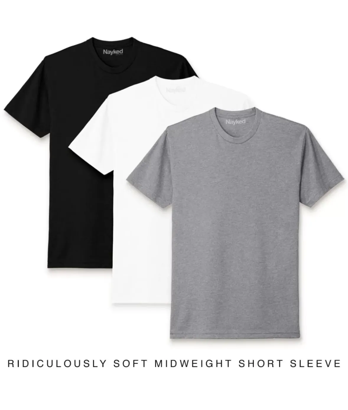 Nayked Apparel Shirts>Men'S 3Pk Ridiculously Soft Midweight Crew T-Shirt Favorites