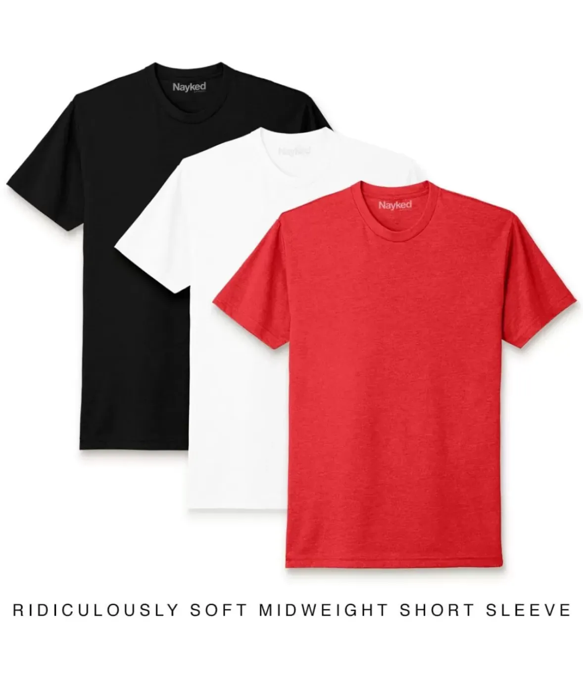 Nayked Apparel Shirts>Men'S 3Pk Ridiculously Soft Midweight Crew T-Shirt Favorites