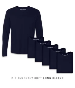 Nayked Apparel T-Shirts>Men'S 6Pk Ridiculously Soft Long Sleeve 100% Cotton T-Shirt