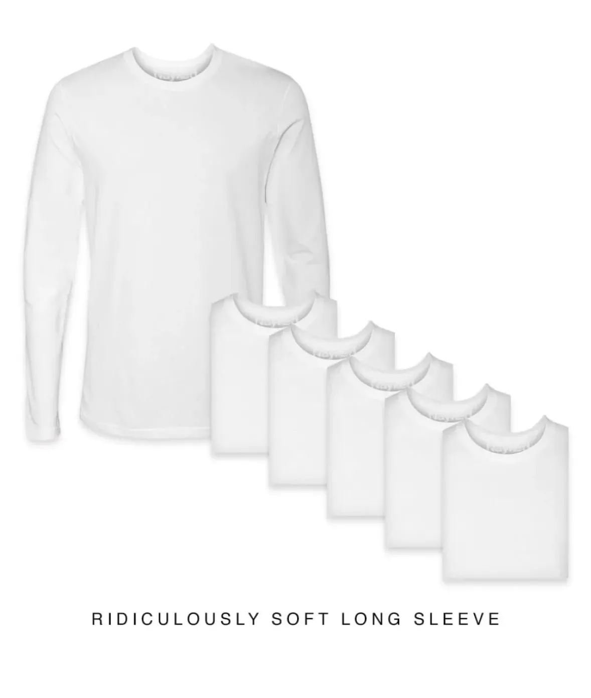 Nayked Apparel T-Shirts>Men'S 6Pk Ridiculously Soft Long Sleeve 100% Cotton T-Shirt
