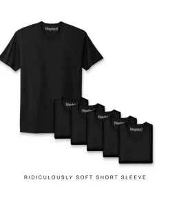 Nayked Apparel Shirts>Men'S 6Pk Ridiculously Soft Short Sleeve Crew Neck 100% Cotton T-Shirt
