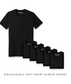 Nayked Apparel T-Shirts>Men'S 6Pk Ridiculously Soft 100% Cotton Pocket T-Shirt
