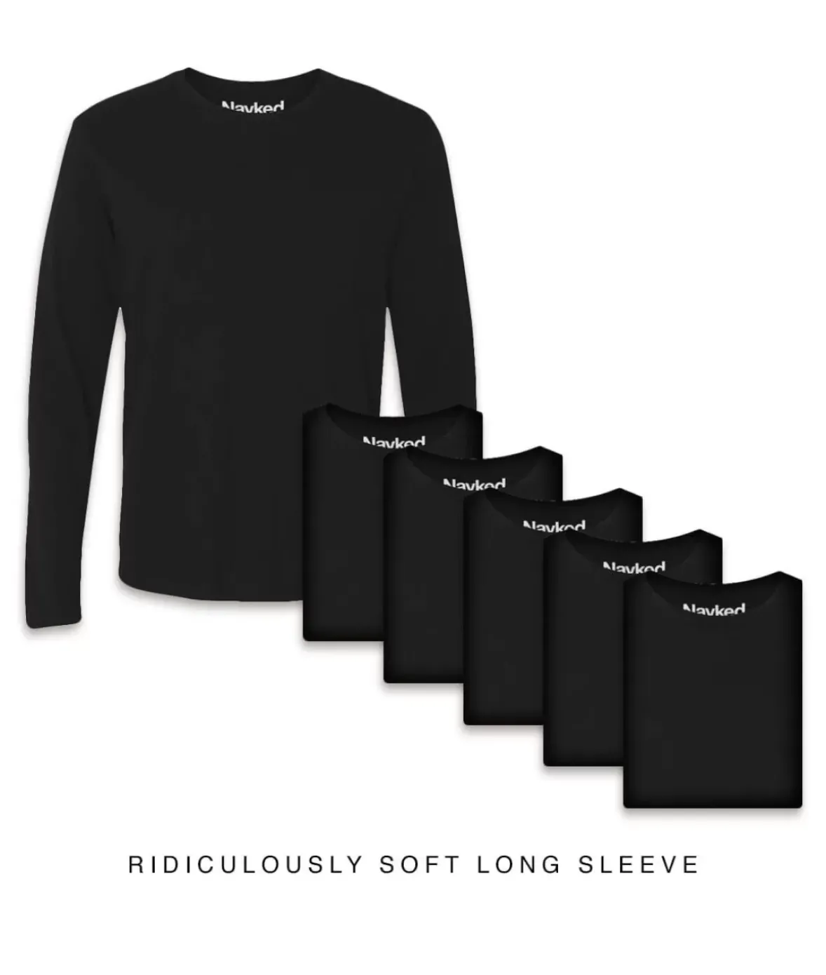 Nayked Apparel Shirts>Men'S 6Pk Ridiculously Soft Long Sleeve 100% Cotton T-Shirt