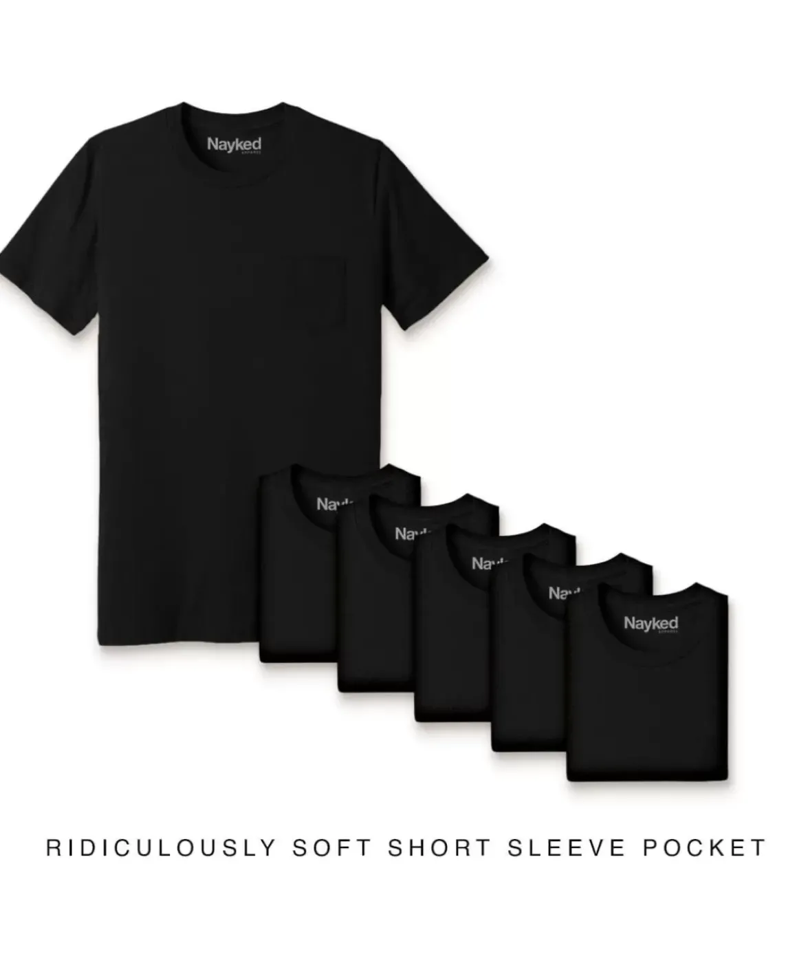 Nayked Apparel T-Shirt Packs>Men'S 6Pk Ridiculously Soft 100% Cotton Pocket T-Shirt