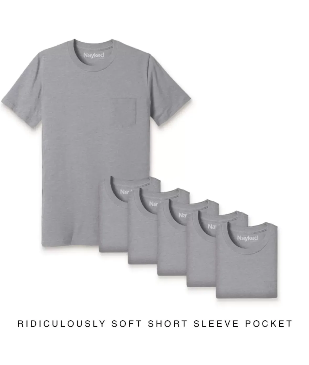 Nayked Apparel T-Shirt Packs>Men'S 6Pk Ridiculously Soft 100% Cotton Pocket T-Shirt