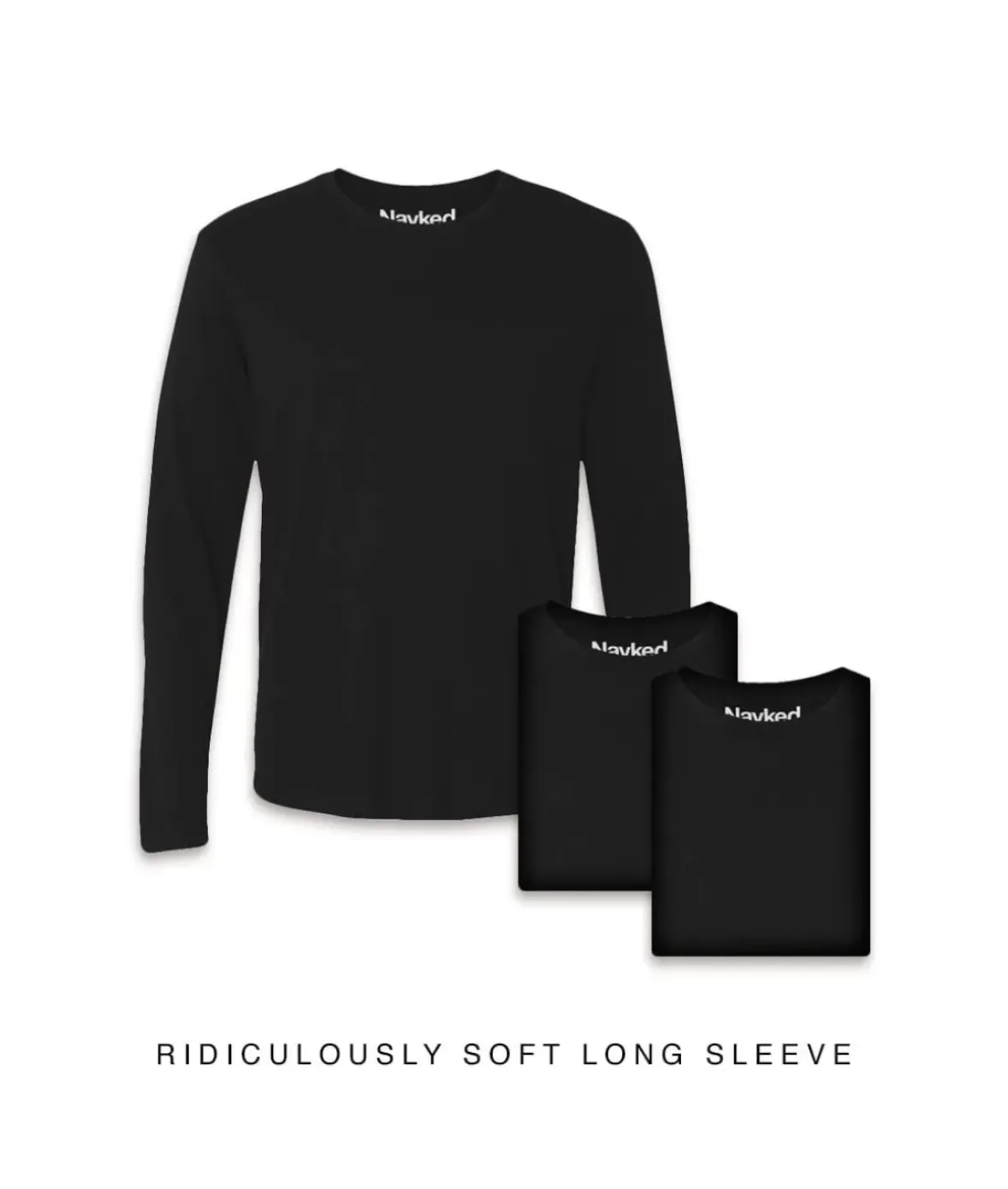Nayked Apparel T-Shirts>Men'S 3Pk Ridiculously Soft Long Sleeve 100% Cotton T-Shirt