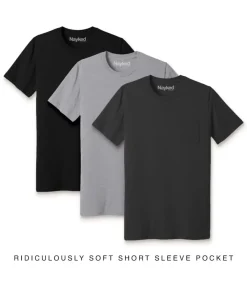 Nayked Apparel T-Shirts>Men'S 3Pk Ridiculously Soft 100% Cotton Pocket T-Shirt Favorites
