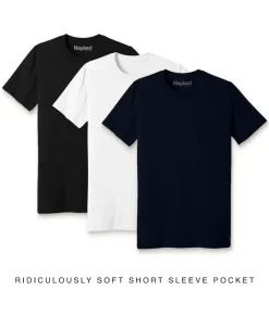 Nayked Apparel T-Shirts>Men'S 3Pk Ridiculously Soft 100% Cotton Pocket T-Shirt Favorites