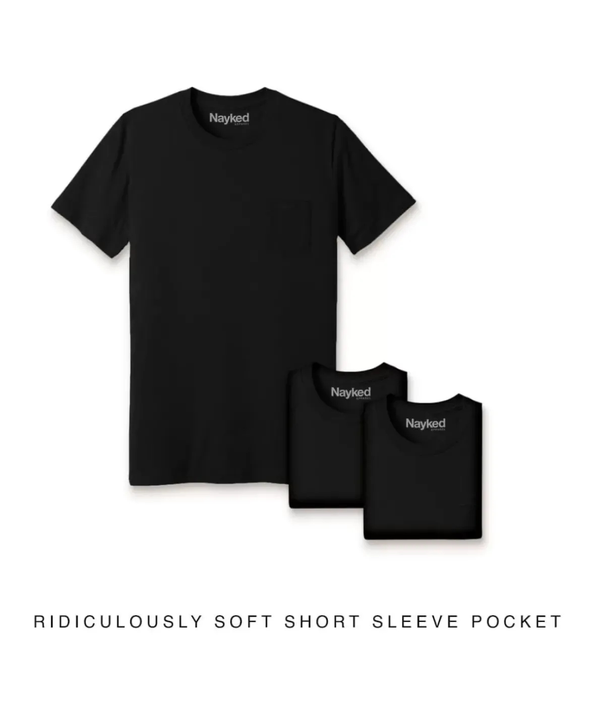 Nayked Apparel T-Shirts>Men'S 3Pk Ridiculously Soft 100% Cotton Pocket T-Shirt