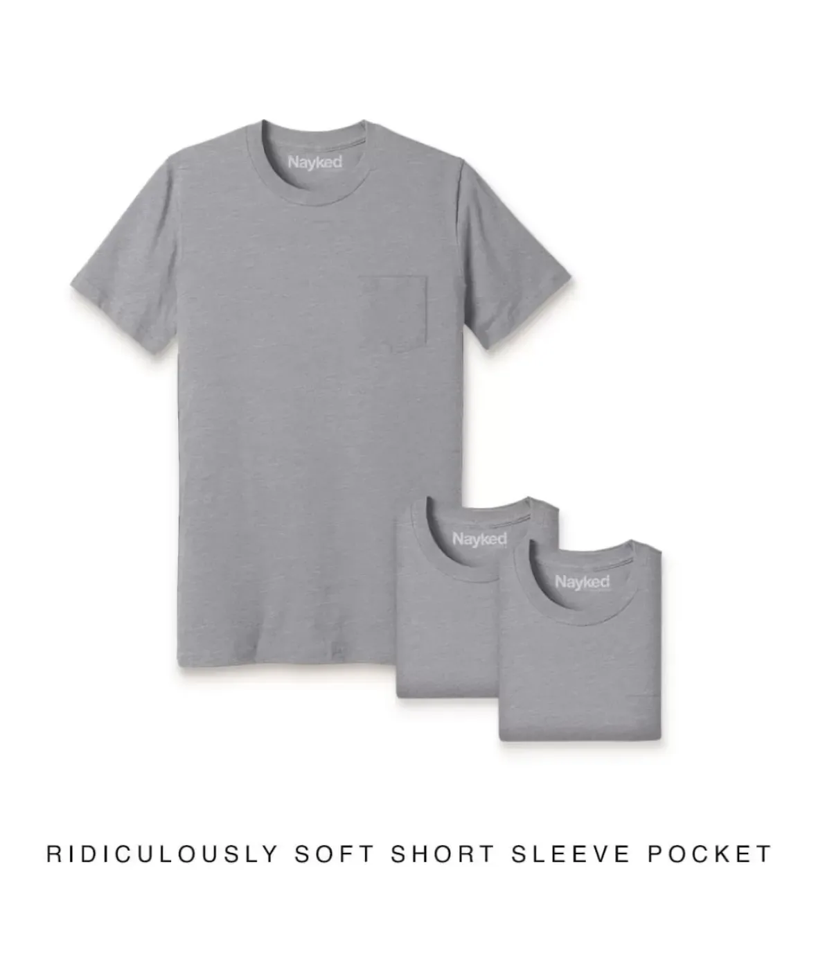 Nayked Apparel T-Shirts>Men'S 3Pk Ridiculously Soft 100% Cotton Pocket T-Shirt