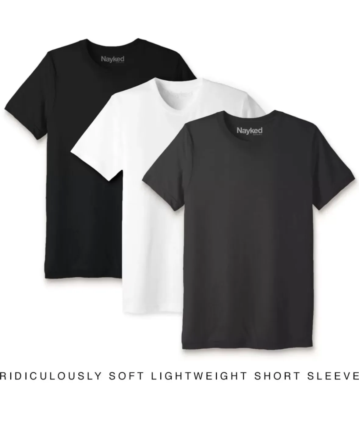 Nayked Apparel Shirts>Men'S 3Pk Ridiculously Soft Lightweight Crew Neck T-Shirt Favorites