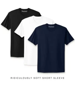 Nayked Apparel Shirts>Men'S 3Pk Ridiculously Soft Short Sleeve Crew Neck 100% Cotton T-Shirt Favorites