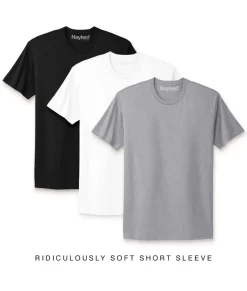 Nayked Apparel Shirts>Men'S 3Pk Ridiculously Soft Short Sleeve Crew Neck 100% Cotton T-Shirt Favorites