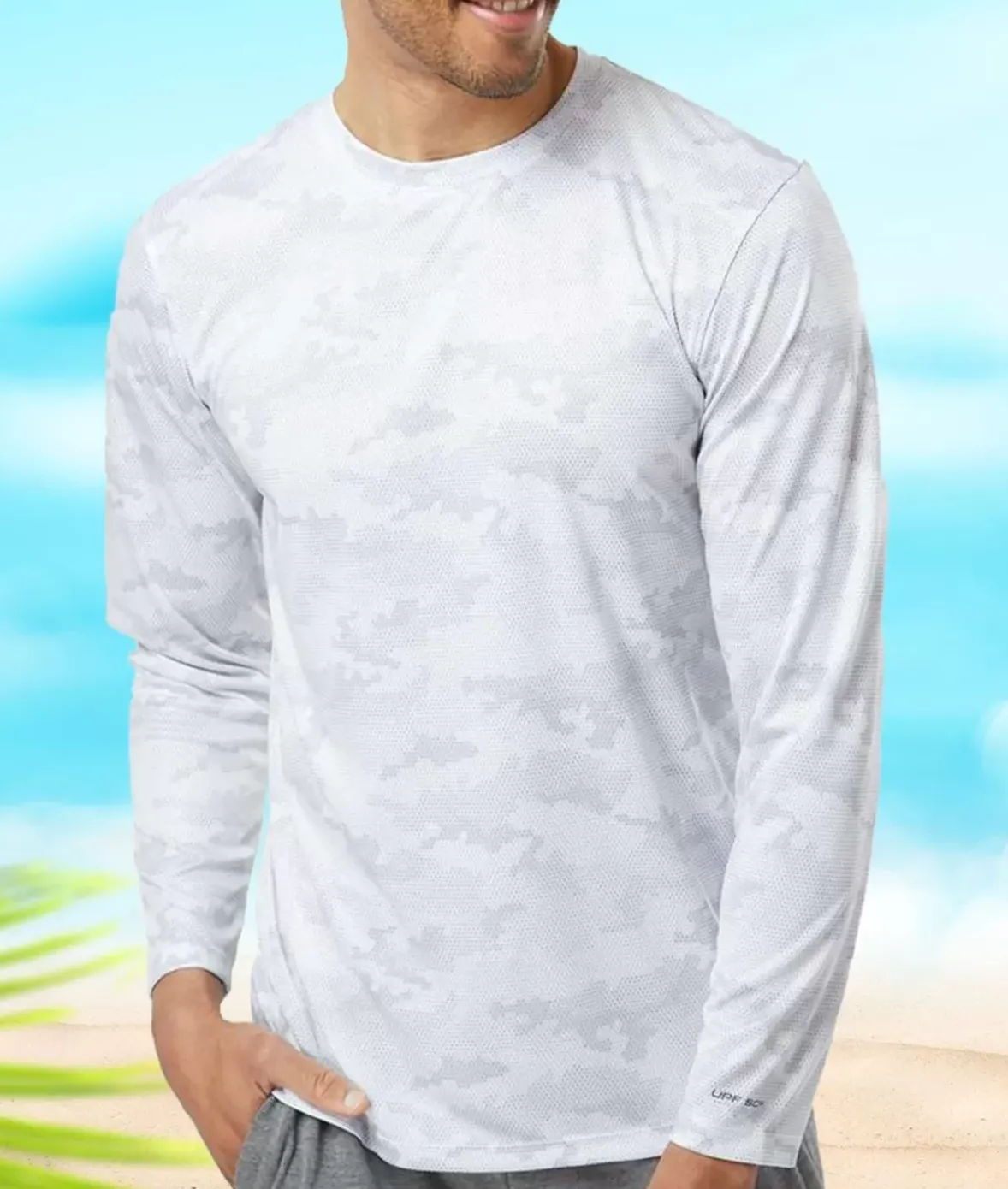 Nayked Apparel Workout Wear>Men'S Pompano Performance Upf Camo Long Sleeve T-Shirt