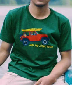 Nayked Apparel Shirts>Men'S Ridiculously Soft 100% Cotton Graphic Tee | Take The Scenic Route