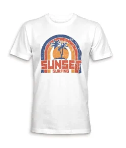 Nayked Apparel Shirts>Men'S Ridiculously Soft 100% Cotton Graphic Tee | Sunset Surfing