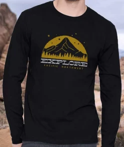 Nayked Apparel Shirts>Men'S Ridiculously Soft Cotton Long Sleeve Graphic Tee | Explore