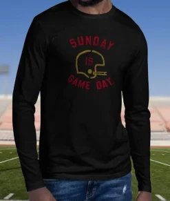 Nayked Apparel Shirts>Men'S Ridiculously Soft Cotton Long Sleeve Graphic Tee | Sunday Is Game Day
