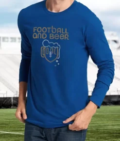 Nayked Apparel Shirts>Men'S Ridiculously Soft Cotton Long Sleeve Graphic Tee | Football And Beer