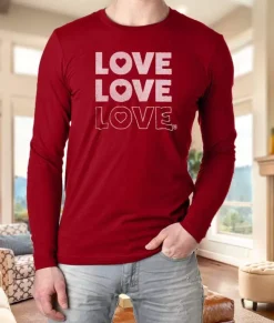 Nayked Apparel Shirts>Men'S Ridiculously Soft Cotton Long Sleeve Graphic Tee | Love Love Love