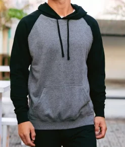 Nayked Apparel Workout Wear>Men'S Ridiculously Soft Midweight Raglan Colorblocked Hooded Sweatshirt