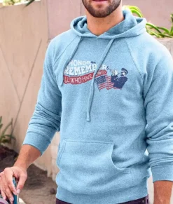 Nayked Apparel Shirts>Men'S Ridiculously Soft Midweight Raglan Hooded Graphic Sweatshirt | Honor And Remember
