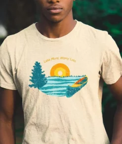 Nayked Apparel Shirts>Men'S Ridiculously Soft Midweight Graphic Tee | Lake More Worry Less