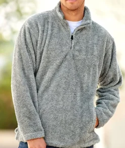 Nayked Apparel Shirts>Men'S Ridiculously Soft Shag Sherpa Quarter-Zip Pullover