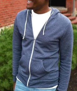 Nayked Apparel Shirts>Men'S Ridiculously Soft Vintage Recycled Fleece Full-Zip Hoodie