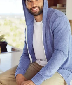 Nayked Apparel Shirts>Men'S Ridiculously Soft Vintage Recycled Full-Zip Hooded T-Shirt