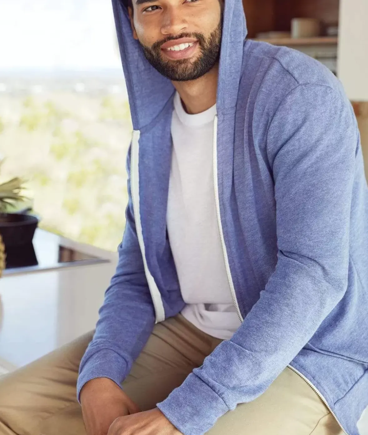 Nayked Apparel Shirts>Men'S Ridiculously Soft Vintage Recycled Full-Zip Hooded T-Shirt