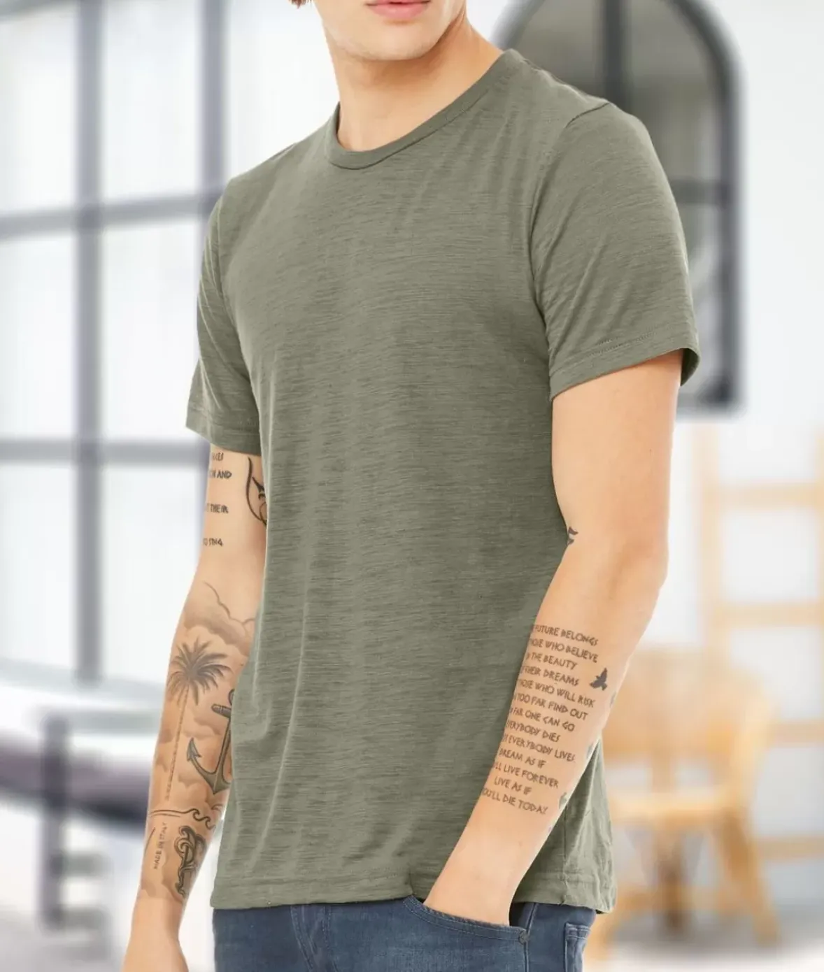 Nayked Apparel T-Shirts>Men'S Soft Slub Jersey Short Sleeve Crew Neck T-Shirt