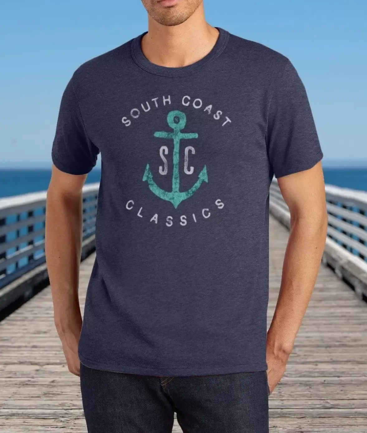 Nayked Apparel T-Shirts>Men'S Vintage Soft Cotton Poly Graphic T-Shirt | Sc Anchor