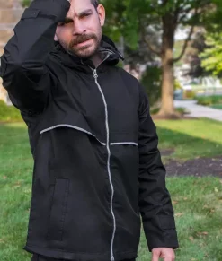Nayked Apparel Shirts>Men'S Water-Resistant Tech Jacket/Discontinued Black