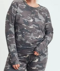 Nayked Apparel Athleisure>Real Women'S Plus Earth Print Pullover/Discontinued Camo