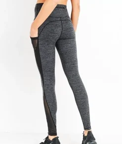 Nayked Apparel Bottoms Skirts & Dresses>Real Women'S Plus High-Waist Splice Mesh Pocket Full Leggings/Discontinued