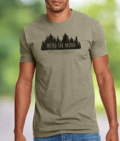 Nayked Apparel Shirts>Ridiculously Soft Crew Neck Graphic T-Shirt | Mend The Mind-Treeline And Lake Graphic