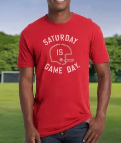 Nayked Apparel T-Shirts>Ridiculously Soft Saturday Is Game Day Graphic Short Sleeve Crew Neck T-Shirt