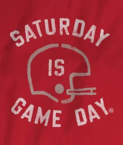Nayked Apparel T-Shirts>Ridiculously Soft Saturday Is Game Day Graphic Short Sleeve Crew Neck T-Shirt