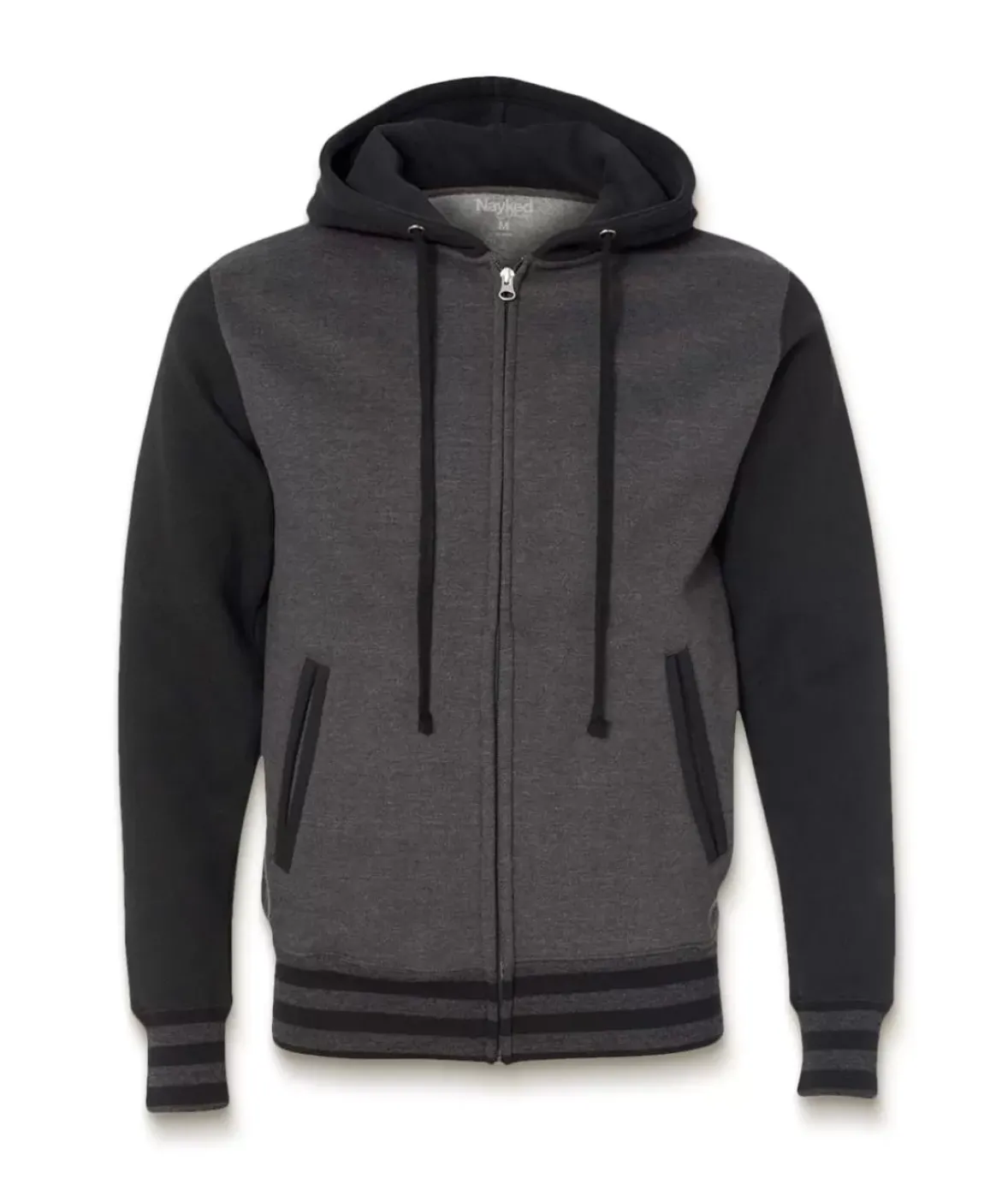 Nayked Apparel Outerwear>Varsity Full-Zip Hooded Fleece Jacket